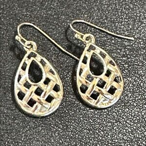 44.  LC Lauren Conrad Vintage Silver Tone Lattice Teardrop Earrings